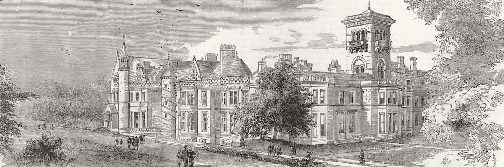 SCOTLAND. Dunecht House, Aberdeenshire 1882 old antique vintage print picture